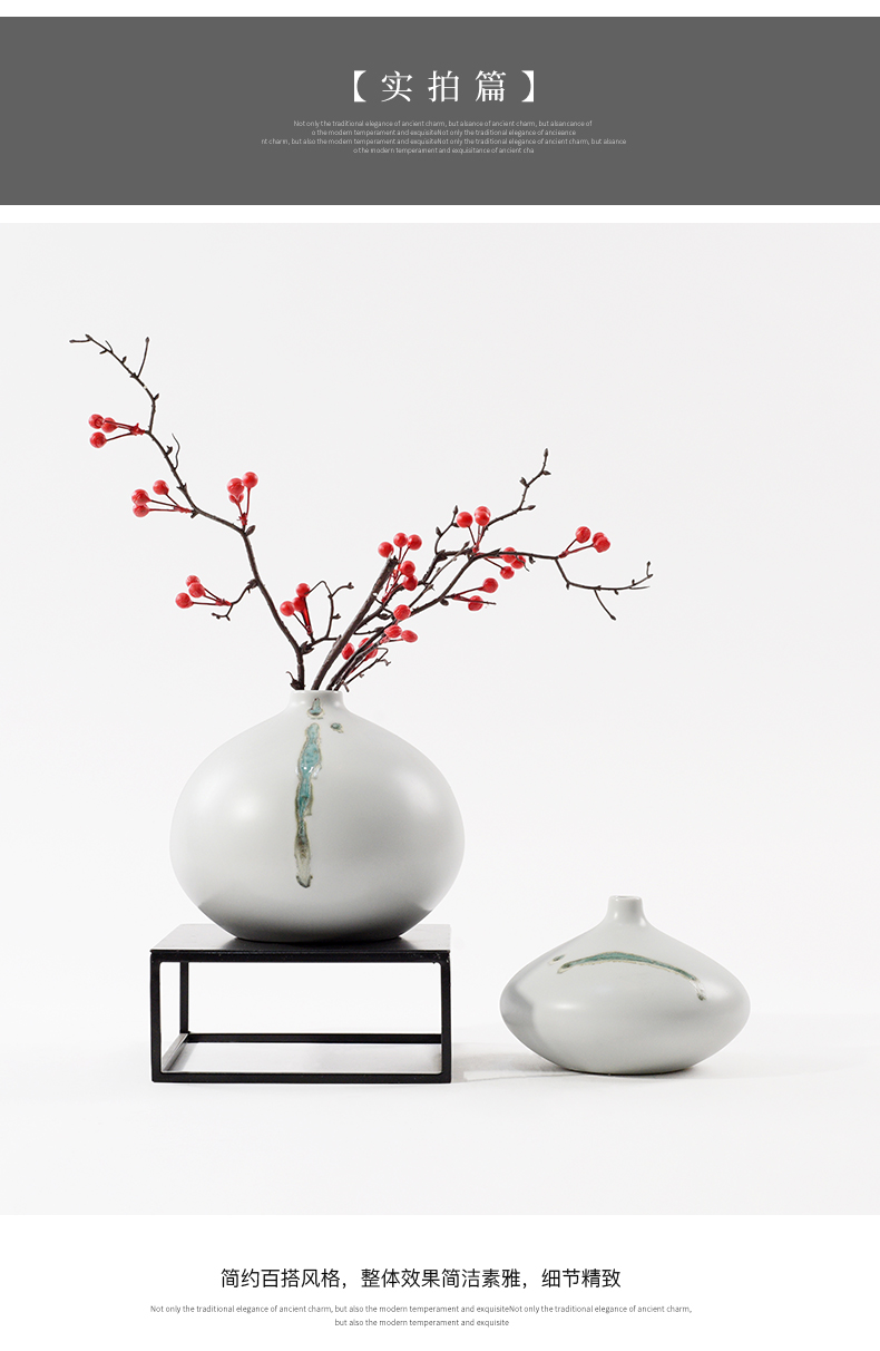 New Chinese style fine expressions using flower arranging ceramic vase decoration teahouse tea table desktop sitting room porch white flowers, furnishing articles