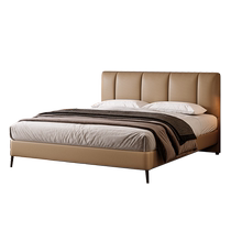 Dongxiong small apartment bed genuine leather simple modern ultra-thin bedside edge high-leg master bedroom high-end atmospheric soft bed