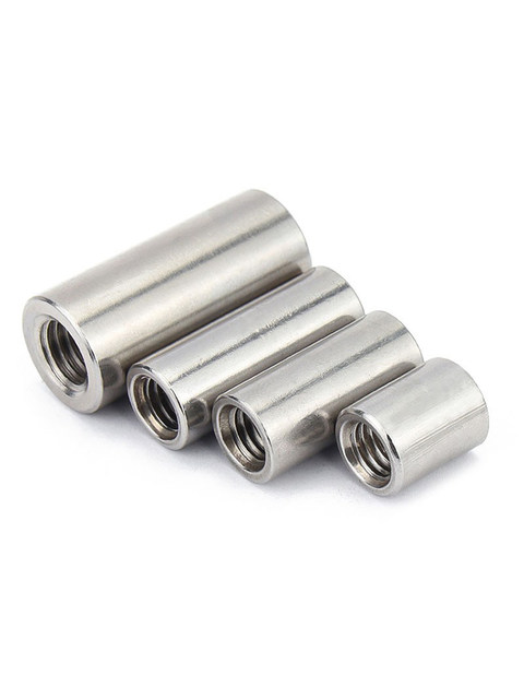 304 stainless steel elongated round nut cylindrical nut screw connecting nut column thickened ground column M3M4M16