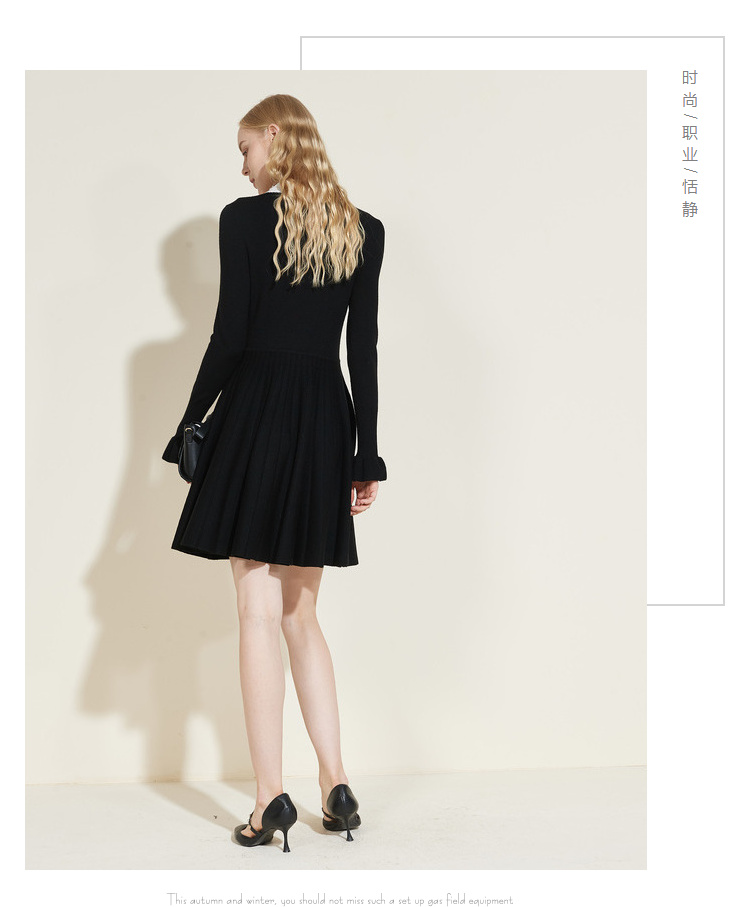 CAROLINE / Carolyn 2018 Mùa đông mới Bảng điều khiển ren dài tay áo dài ECR8DD15 đầm dự tiệc cho người mập bụng