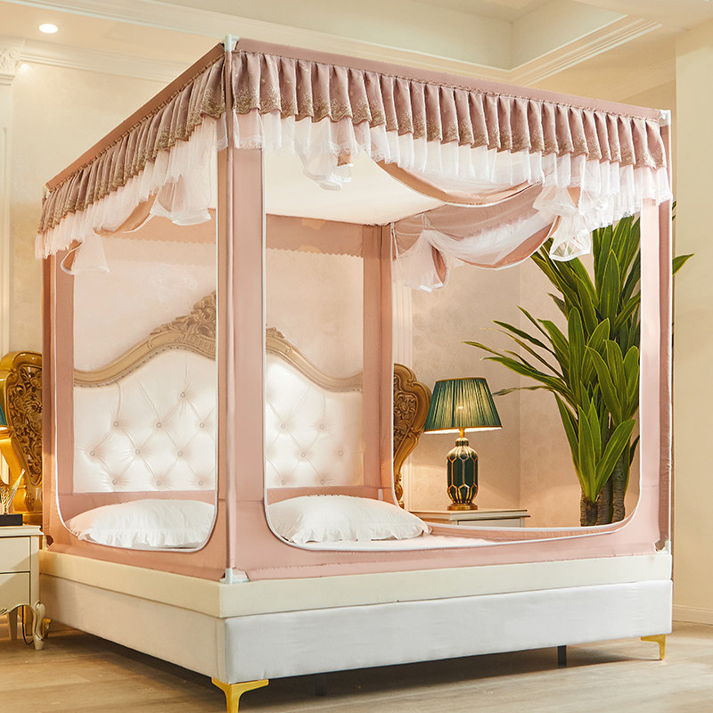 U Type Outwear Bar Pull Chain Sitting Bed Type Mosquito Net Three Doors Square Top Court Bracket Encryption Thickened Double Home 2 0