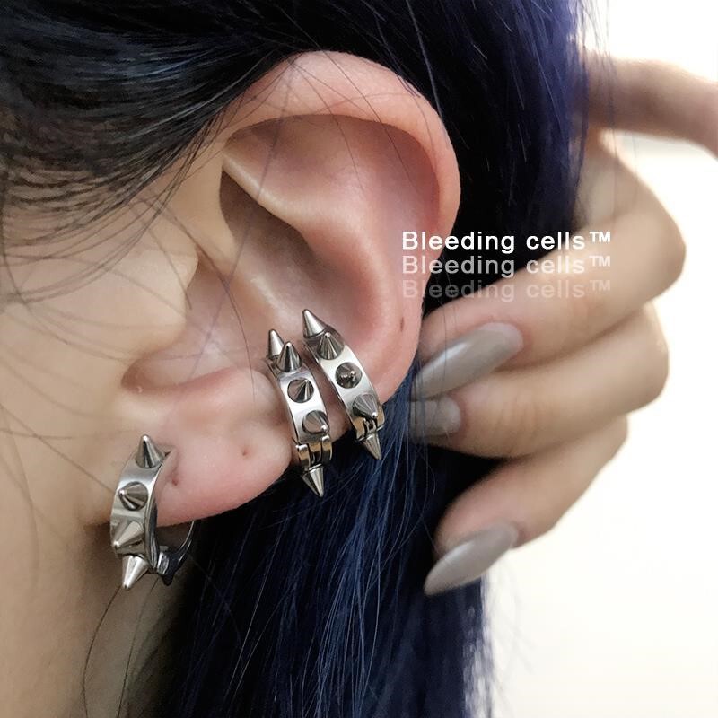 Rivet Ear Cuffs, Cochlear Clips, Street Dark Punk Spiked Rivets, Super Cool Ear Clips, Ear Buckles, Unisex Earrings