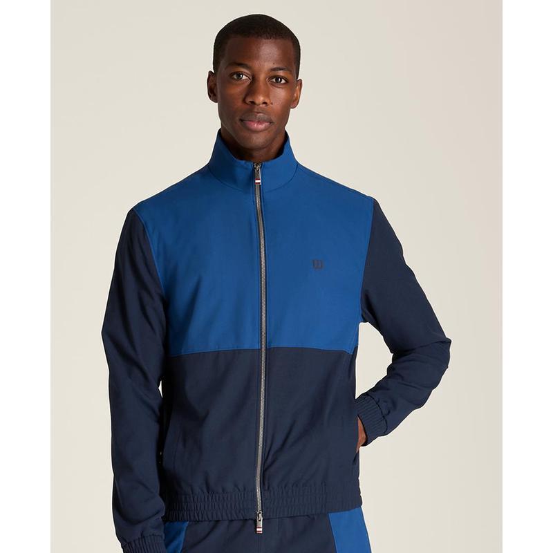 Overseas Purchasing Wilson/Wilson Men's Sports Jacket with Stand Collar, Color-Blocking, Sporty Casual Retro Jacket