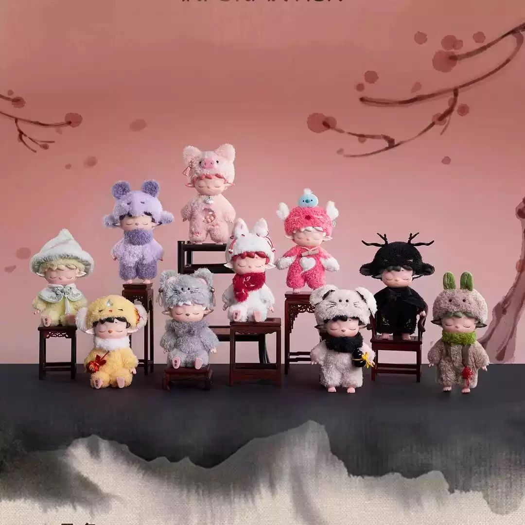 黑玩Heyone无事小妖怪mimi搪胶毛绒盲盒摆件