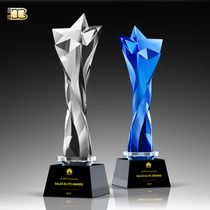 Creative Crystal Trophy Medal Custom Upscale Pentagram Trophy Authorisation Card Franchise Card Awards Production Lettering