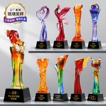 Dream heart high-end creative glass trophy customized Annual Meeting awards outstanding staff honor Trophy medal customization