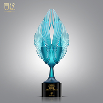 Creative Tianyi glass trophy custom high-grade crystal trophy annual meeting gift football basketball competition championship award