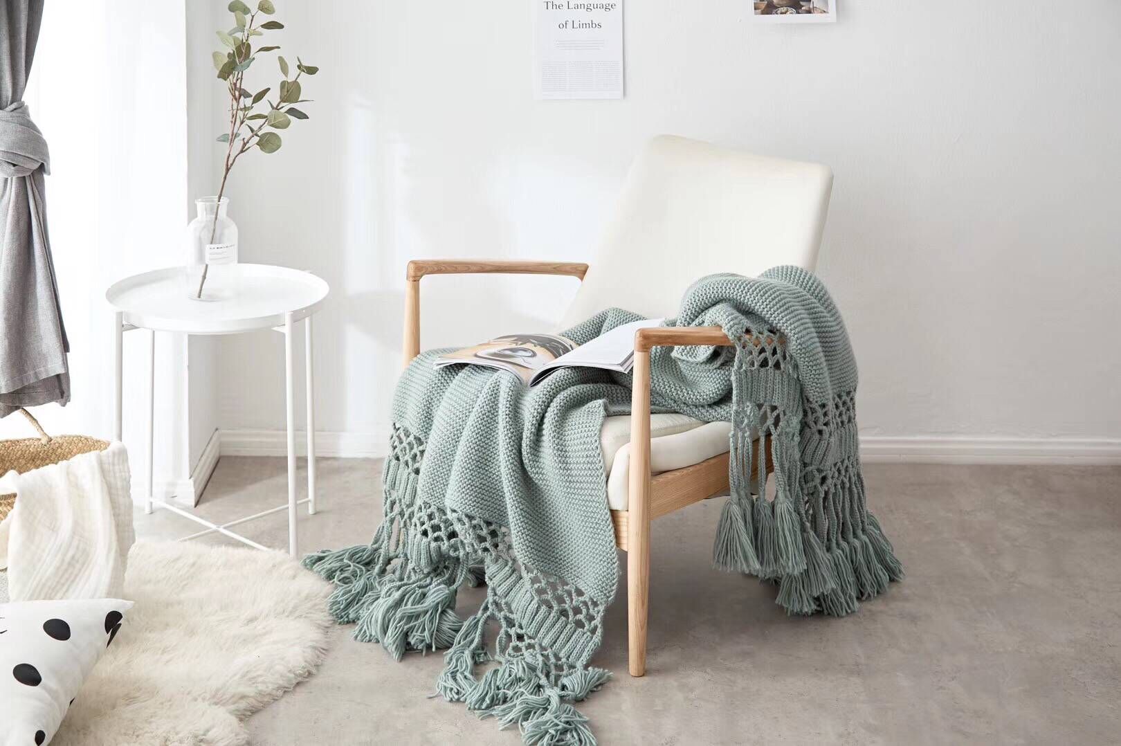 Nordic Ins Pure Color Flow Suline Blanket Full Cotton Thread Blanket Living Room Sofa Flow Suvegan Color Minima Bed Casual Blanket