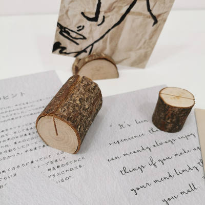 Ins-style wooden card holder for taking photos and posing, simple and creative desktop decoration, photo holder and notepad