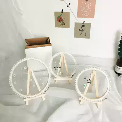 ins Wind Nordic minimalist jewelry storage layer rack solid wood lace home earrings box jewelry display rack