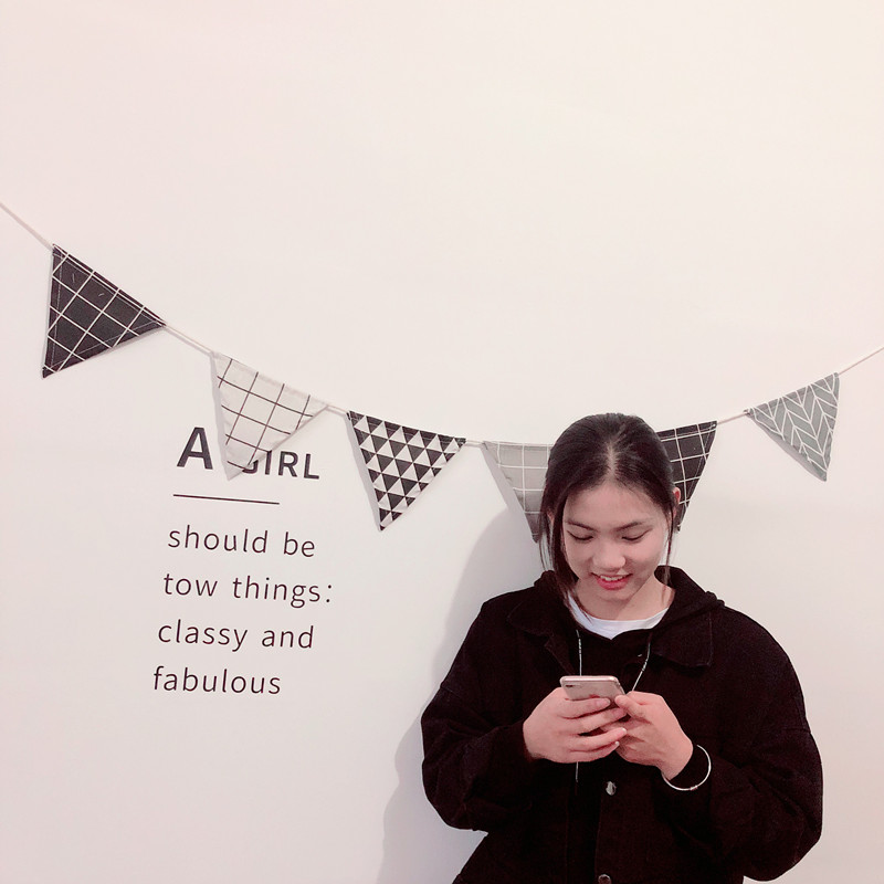 Nordic ins fabric Decorative Triangle Flags Retro Cotton Hemp Small Flags Dress Up Hang String Flags Wall Decorated with Cloth Colored Flags-Taobao