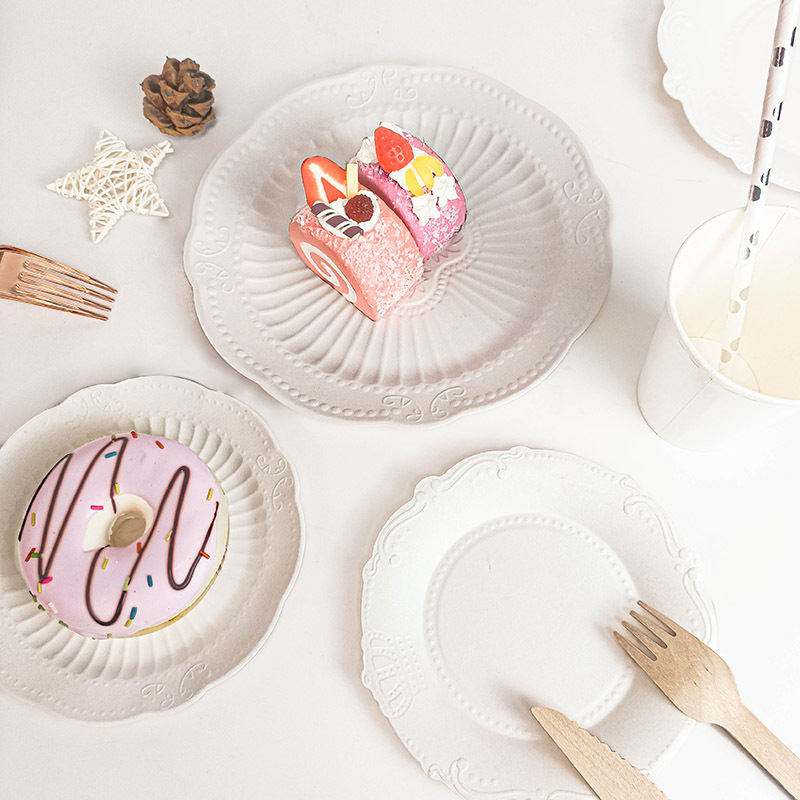 Thick Crown Paper Pulp Tableware Steak Plate Pasta Plate Rococo Style Plate Trendy Western Food Plate Flat Plate