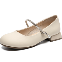 Single shoes for women 2024 new summer commuting shallow mouth thick heel Mary Jane womens shoes small fragrance soft sole low heel slip-on