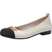 ZHR womens shoes summer new small fragrance style color matching French shallow mouth soft sole Mary Jane leather shoes for women