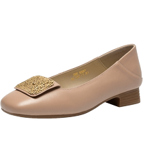 Womens single shoes 2024 summer new style French style evening style genuine leather soft sole small leather shoes shallow mouth thick heel loafers