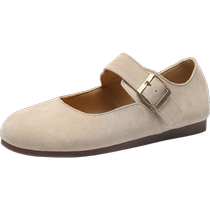 ZHR Birkenstock shoes womens 2024 spring new evening style flat Mary Jane womens shoes genuine leather retro shallow mouth shoes