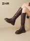 ZHR thick-soled boots for women 2025 new winter two-wear boots belt buckle pile boots plus velvet knight boots explosion