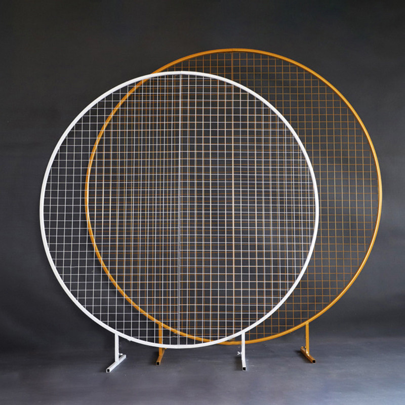 New wedding wrought iron round grid screen Mori wedding stage layout background balloon arch decoration ornaments