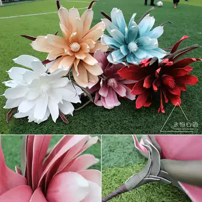 New EVA simulation feel foam flower retro Magnolia feel landing flower wedding background window decoration