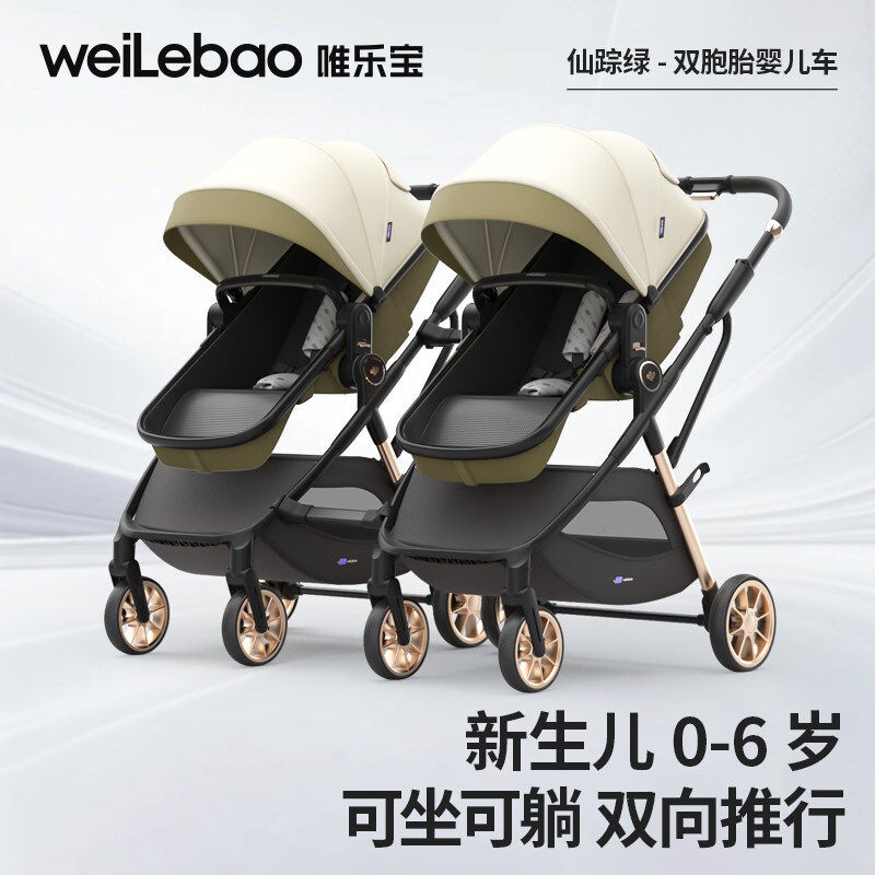 Weilebao Twin Stroller for Dragon and Phoenix Twins, Detachable, Can Be Used for Sitting and Lying, Lightweight and Foldable, for Newborns