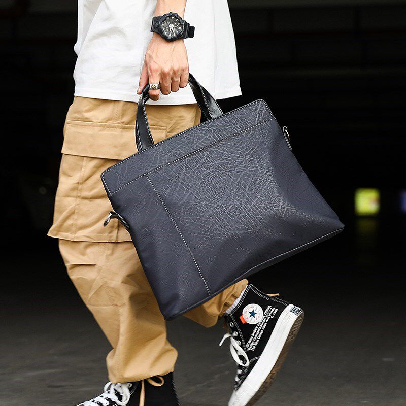 Hong Kong Casual Genuine Leather Skew Satchel Shoulder Bag Business Briefcase Trend Han Edition Office Bag Handbag Men Bag