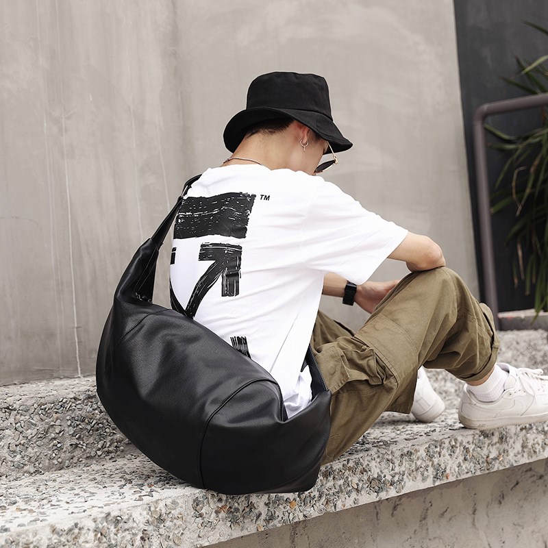 Hong Kong Bull Leather Extra-large Capacity Man Bag Genuine Leather Travel Big Bag Single Shoulder Bag Casual Dumplings Satchel Satchel