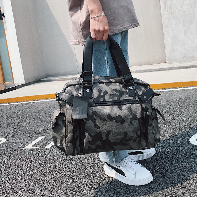New leather men's travel bag casual men's bag casual bag casual business - shoulder - strapped bag
