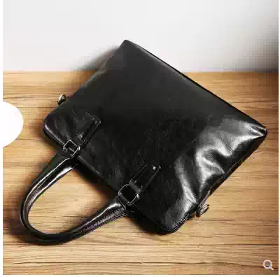 Hong Kong leather simple business casual men's bag men's Hand bag horizontal shoulder crossbody computer bag briefcase
