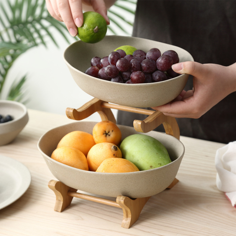 Day Style Creative Home Ceramic Fruit Pan Double Layer Dry Fruit Pan Snacks Count Hearts Snack Tray Containing Pan Candy Pan