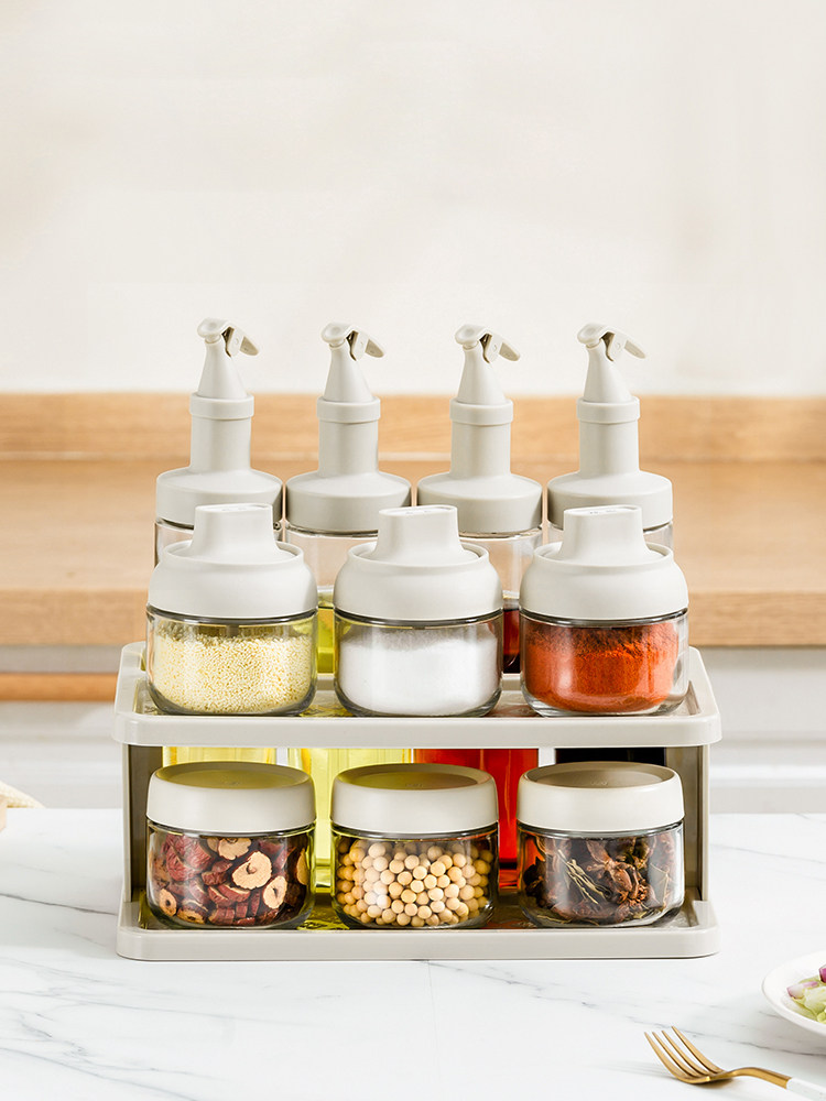 British Mingjue Oil Pot with Automatic Opening and Closing, Leak-Proof Oil Container, Kitchen Soy Sauce Seasoning Bottle, Household Combination Set, Salt Container