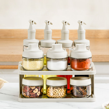 British Mingjue Oil Pot with Automatic Opening and Closing, Leak-Proof Oil Container, Kitchen Soy Sauce Seasoning Bottle, Household Combination Set, Salt Jar