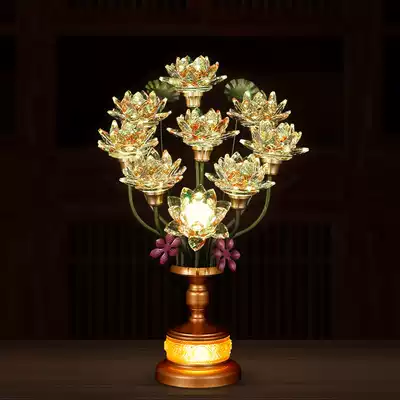 For the Buddha colorful crystal lotus lamp seven-Product Nine-product Buddha front lamp Changming lamp Buddha Hall Temple plug-in Guanyin lamp