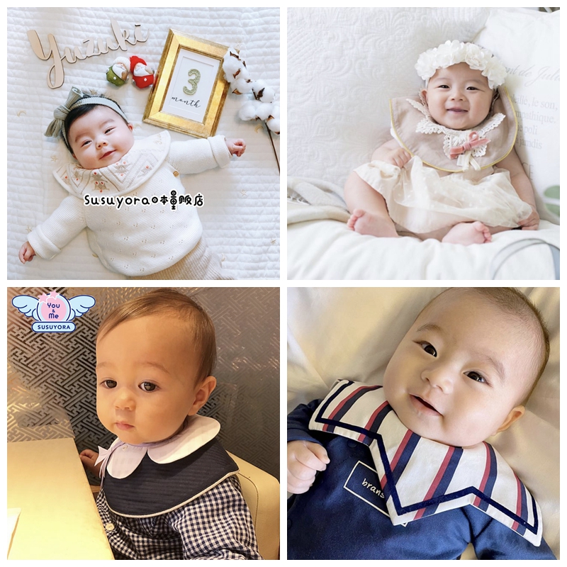 SUSUYORA custom Japanese INS hot baby baby cotton waterproof round bib for boys and girls