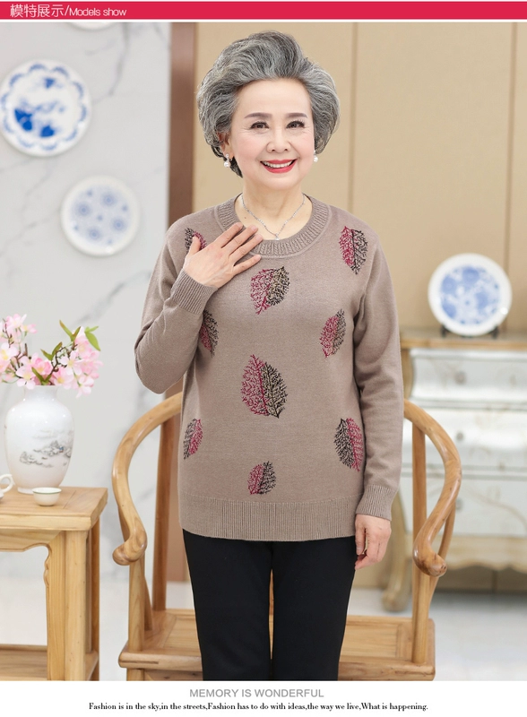 Áo len trung niên 60 áo khoác dày cho mẹ mùa thu và áo len tải mùa đông Áo len cao cấp 70 tuổi