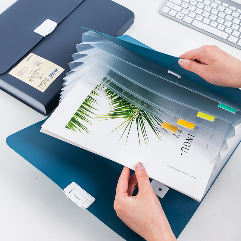 Custom logo powerful 72593 multi-card bit package multi-layer A4 insert file file information book student storage 13 grids