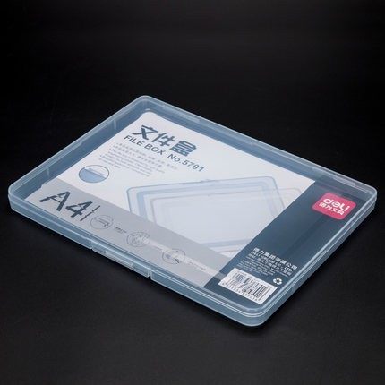 Deli 5701 file box plastic transparent data box storage box A4 file box office supplies
