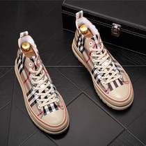 Inlen Wind New High Help Board Shoes Mens Fashion Casual Shoes Thick Bottom Interior Heightening Sails Shoes Breathable Fabric Short Boots Man