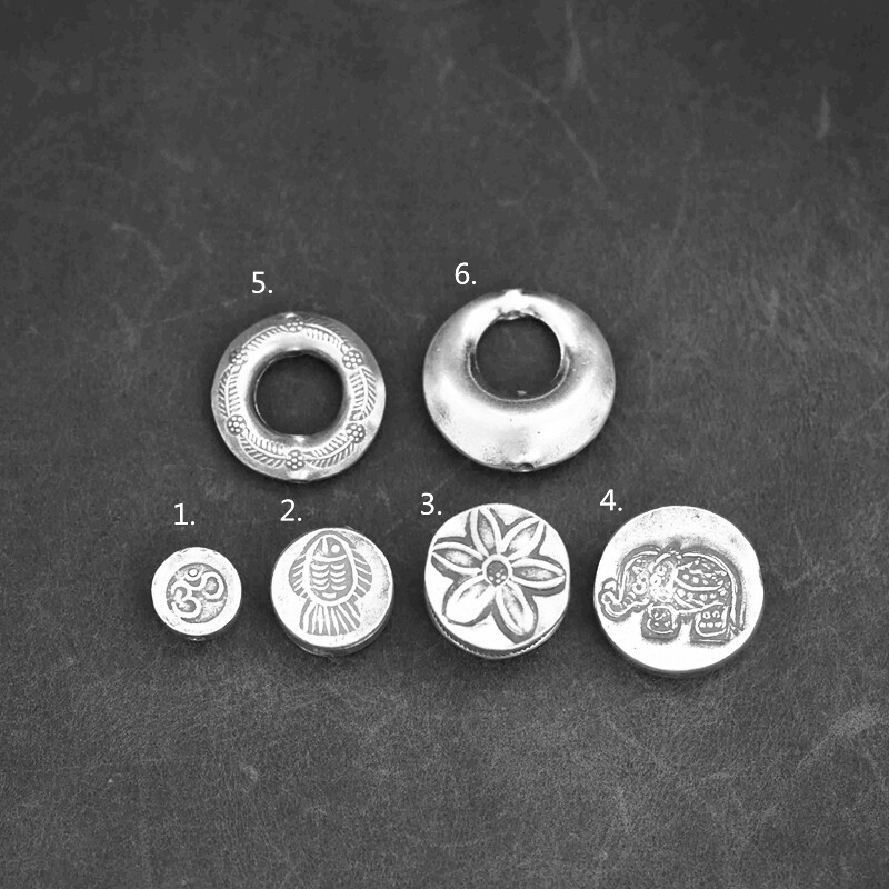 Yaojia) Thai handmade silver sterling silver DIY accessories double-sided printing beads GD02