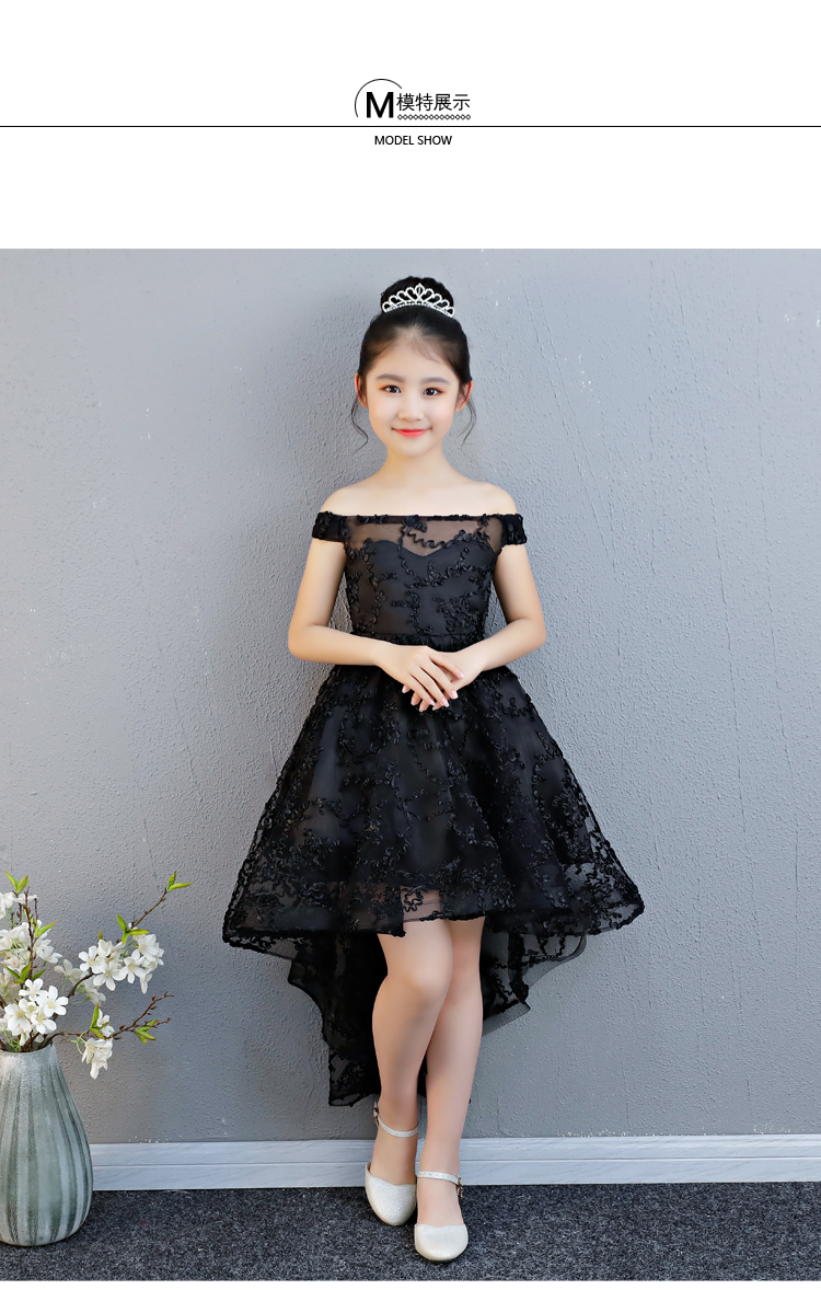 Thiếu nhi chủ nhà catwalk dạ hội váy công chúa váy đen cô gái mùa hè 2018 mới trang phục cô gái hoa shop bán đồ trẻ em