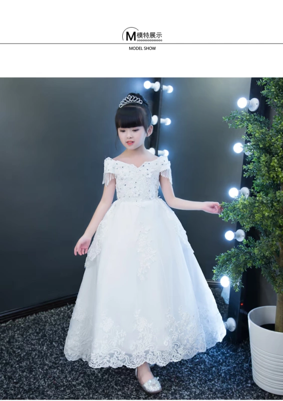 Váy cưới trẻ em một vai mịn màng cô gái nhỏ sinh nhật váy công chúa váy hoa cô gái piano mùa đông bộ đồ bé trai cao cấp