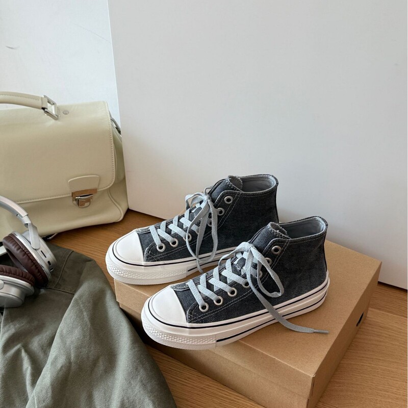 Marco& High-Top Canvas Shoes for Women 2026 Spring and Summer New Sports Casual Shoes Lace-Up Breathable Sneakers 7900-828
