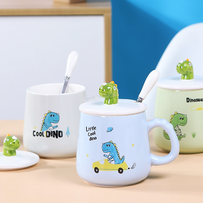 Cup cute super cute mug with lid spoon household Japanese ceramic cup simple ins breakfast coffee water cup female