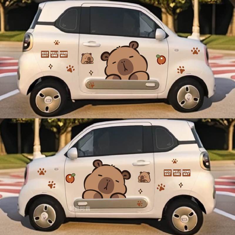 Pony Car Stickers Water Guinea Pig Car Decorations Appearance Body Decals Personalized Creative Door Stickers Capibala