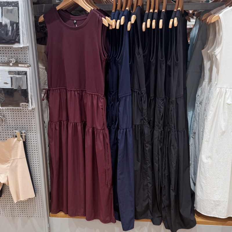 Spliced Layered Dress/Sleeveless Women's Skirt Summer Mid-Length Drawstring Loose Cool Skirt R487286