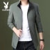 Playboy Áo gió mùa xuân và mùa thu cho nam Long Slim Hàn Quốc Xu hướng nam Áo khoác mùa thu - Áo gió áo gió nam đẹp Áo gió