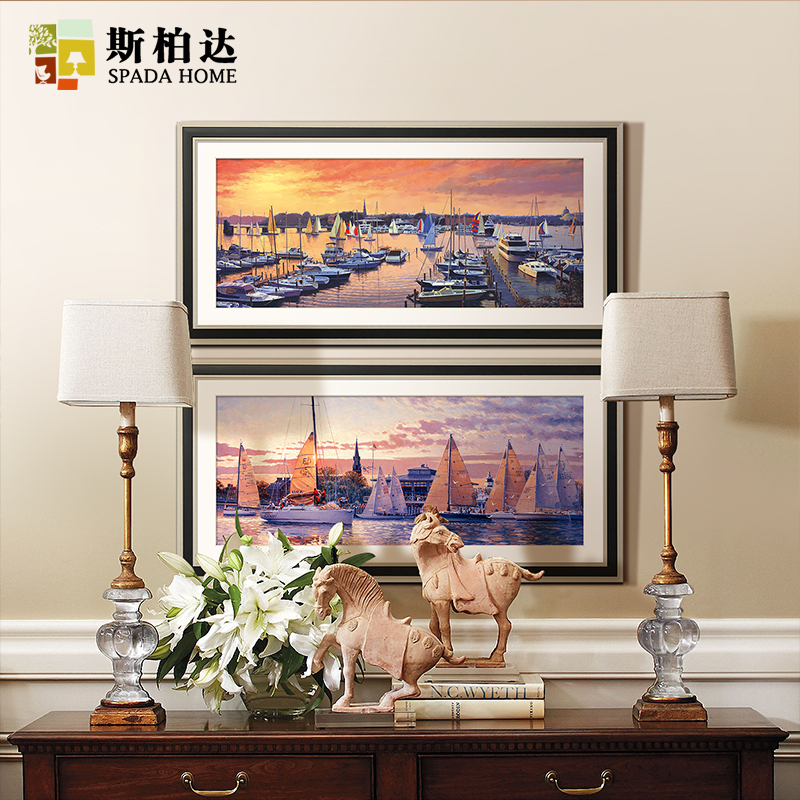 Sberda Genguan Background Wall Decoration American Style Seaside Scenery Hung Painting Creative Personality Headboard Banner Wall Painting