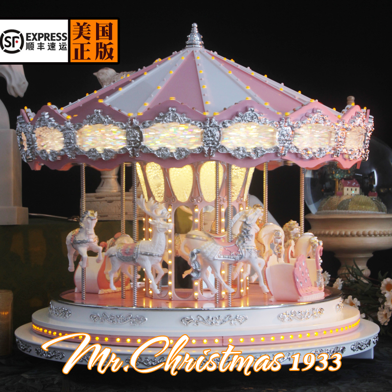 アメリカンミスタークリスマスピンクカルーセルオルゴールオルゴール女の子の誕生日プレゼント
