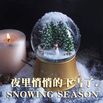 New Golden Tree Crystal Ball Music Box Original Send Boys and Girls Girlfriends Christmas Gifts Snowman