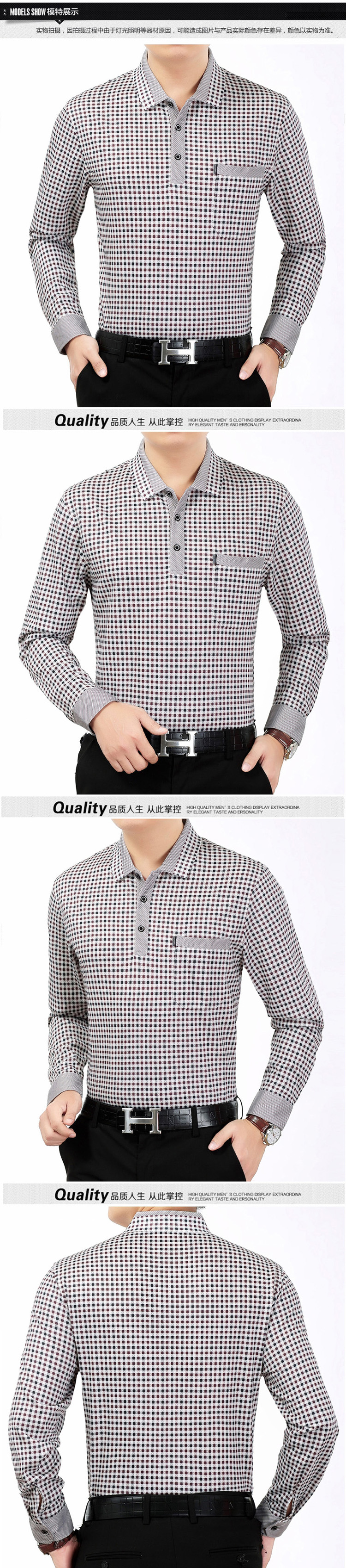 Người đàn ông trung niên của dài tay T-Shirt cotton phần mỏng kinh doanh ve áo 40-50 năm tuổi quần áo cha nạp trung niên quần áo nam