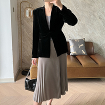 Luxury without blowing ash theorist TH Silk V collar adjustable waist long sleeve suit 0223A4